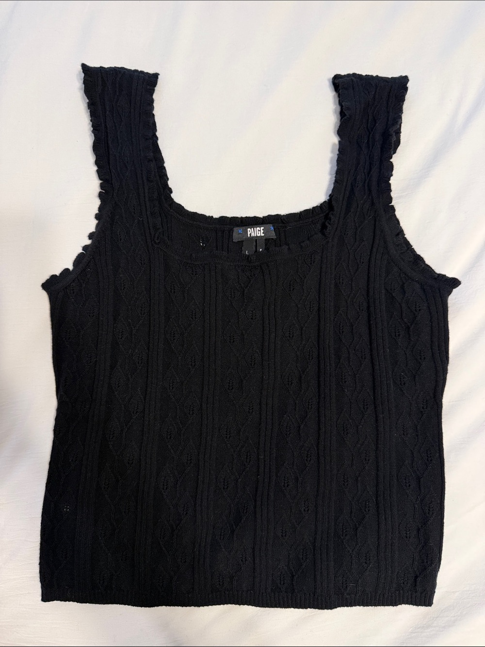 PAIGE Black Cable Knit Tank